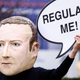 An activist wears a mask depicting Mark Zuckerberg outside the European Commission building in December.